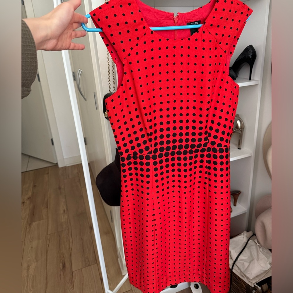 J. Crew Red Sheath Midi Dress Sleeveless Crew Neck